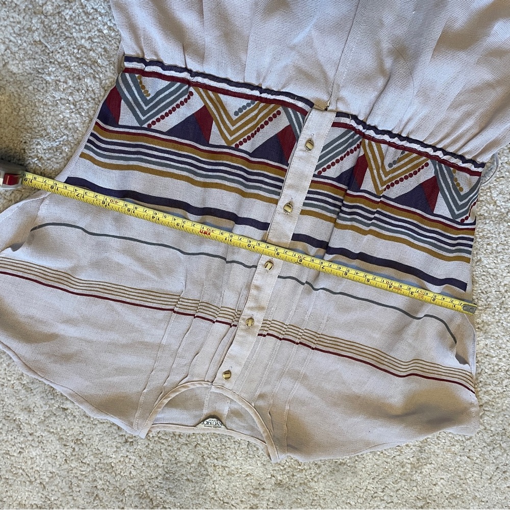 Vintage Pattern Beige Patterned Dress - image 7